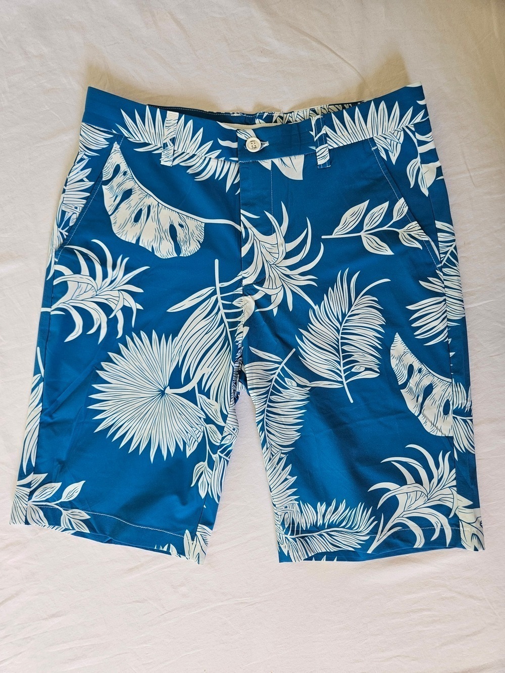 NWT Size 30 Snover Menswear Teal Palm Floral Golf Shorts Zipper Fly Pockets